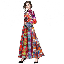 New model printing design fashion girl long frock maxi dress